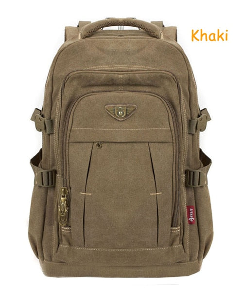 Men's Military Canvas Backpack Zipper Rucksacks