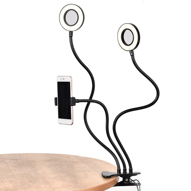 Selfie Ring Light With Long Arm Lazy Mobile Phone Holder Bracket