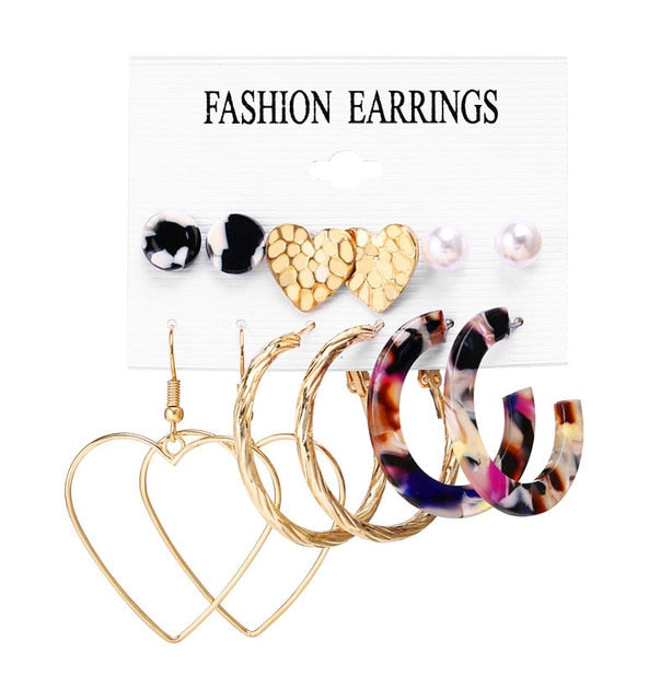 Gold Color Metal Pearl  Earrings