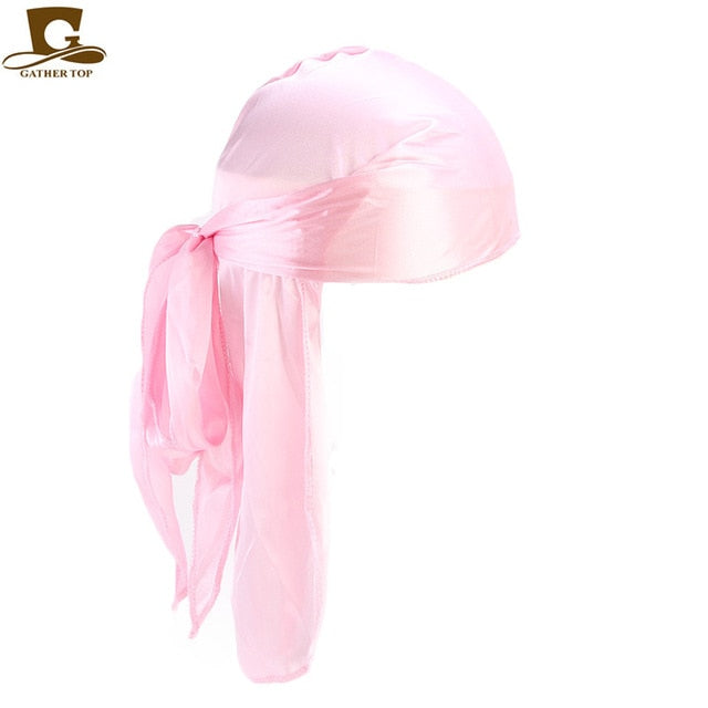 Fashion Men's Satin Durags Bandanna Turban Wigs Pirate Hat Men Silky Durag Headwear Headband