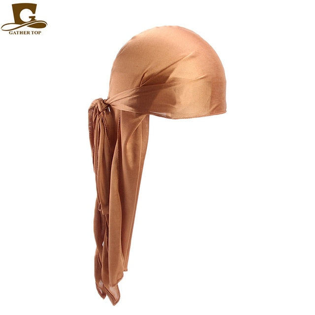 Fashion Men's Satin Durags Bandanna Turban Wigs Pirate Hat Men Silky Durag Headwear Headband