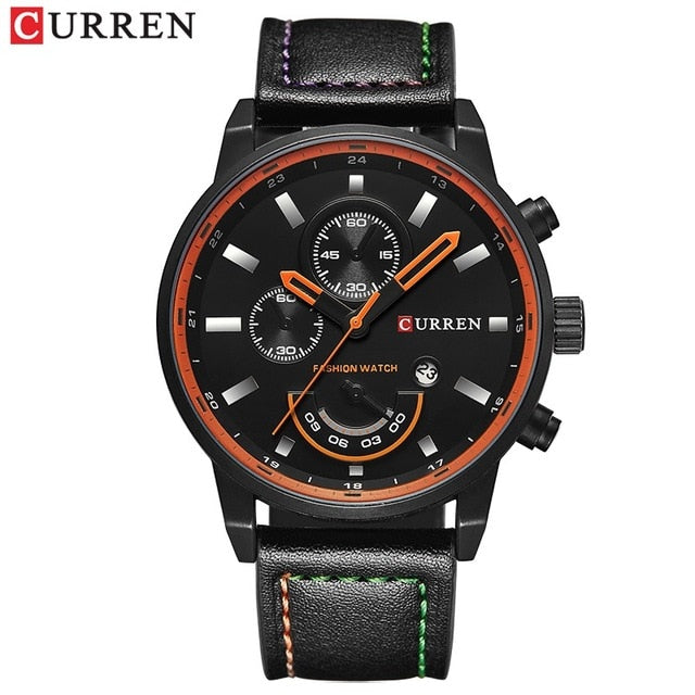Top Brand Luxury Quartz-Watch Leather Military Watch Wrist Male Clock Drop