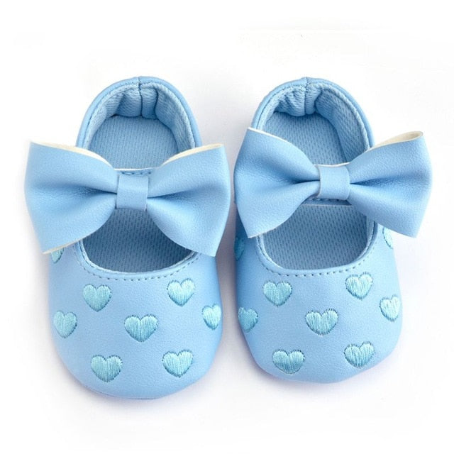 PU Leather Boy Girl Baby Moccasins Shoes Bow