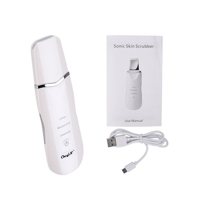 Professional Ultrasonic Facial Skin Scrubber Ion Deep Face Cleaning Peeling