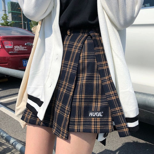 Casual Basic Fashion All Match Plaid Vintage