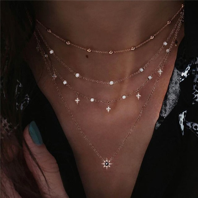 Boho Multi-element Crystal Necklaces