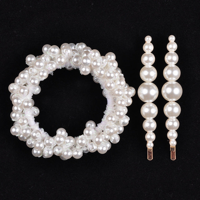 Elegant Pearl Hair Ties Beads