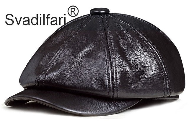 Retro Octagonal Genuine Leather Hat