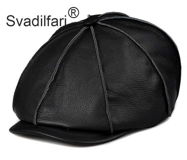 Retro Octagonal Genuine Leather Hat