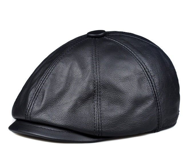 Retro Octagonal Genuine Leather Hat