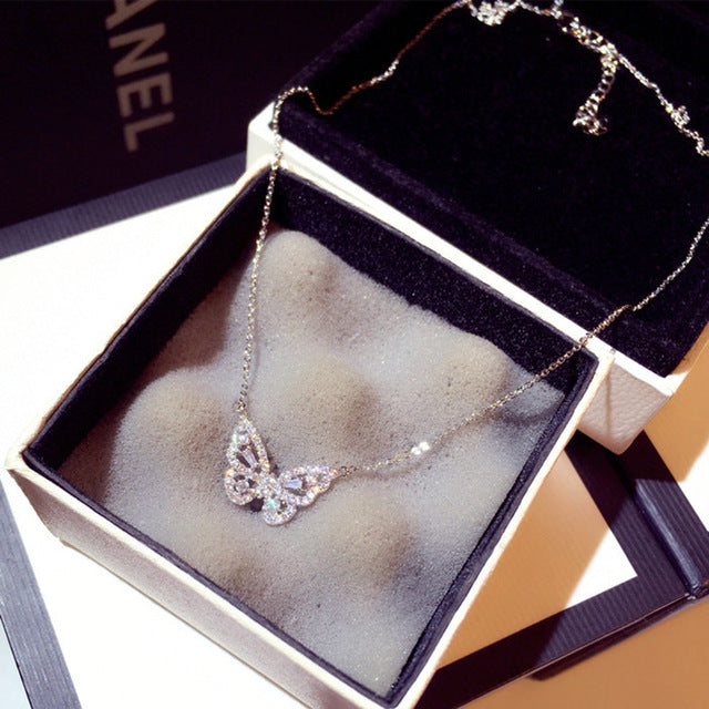 Zirconia Butterfly Necklace Charm