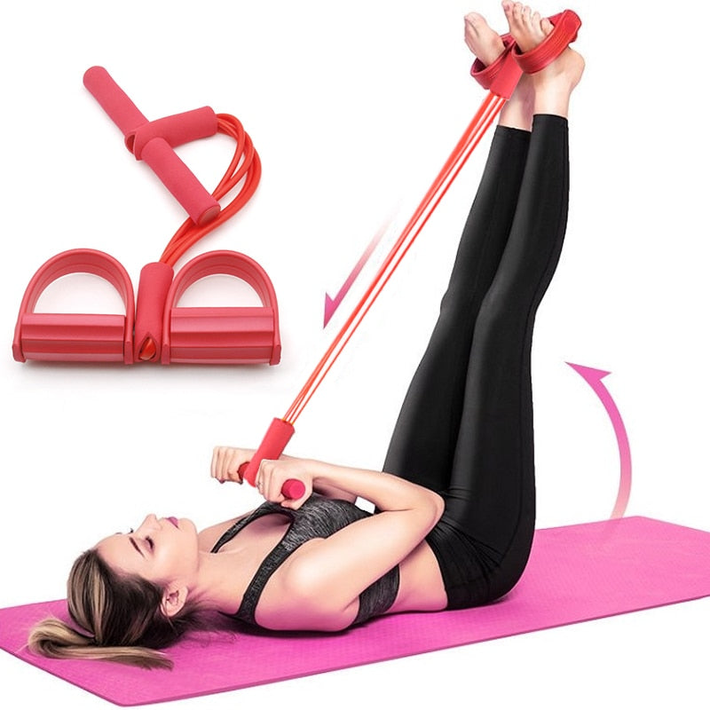 4 Tubes Resistance Bands Fitness Elastic Sit Up Pull Rope
