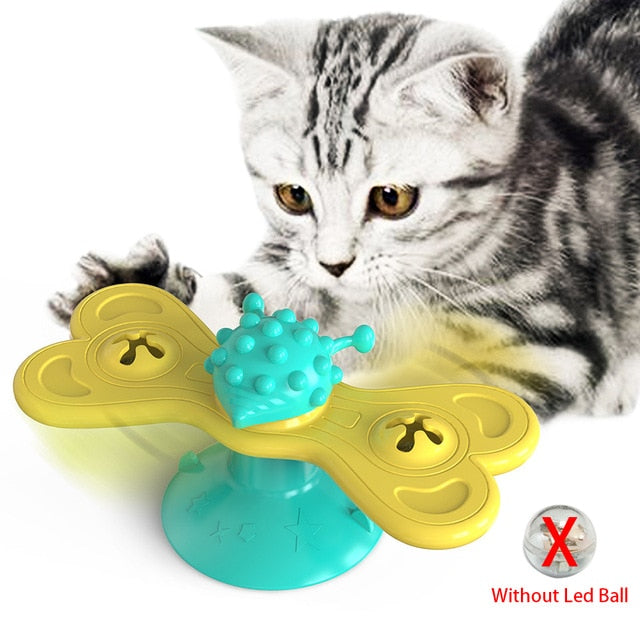 Cat Windmill Toy Funny Massage Rotatable Cat Toys