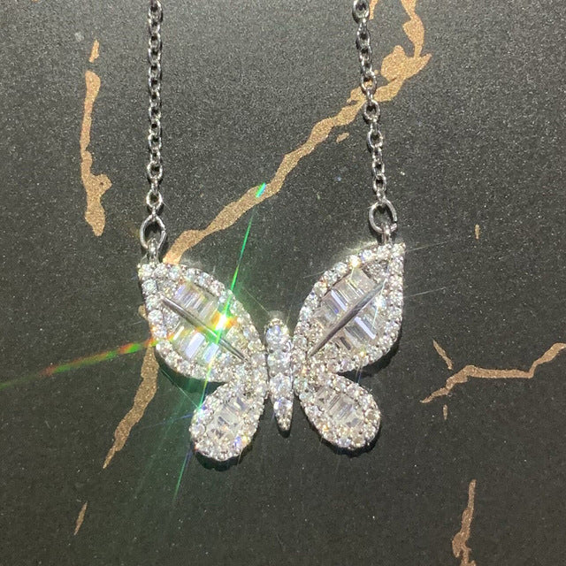 Zirconia Butterfly Necklace Charm