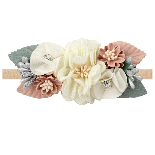 Baby Pearl Artific Flower Headbands for Girls Newborn