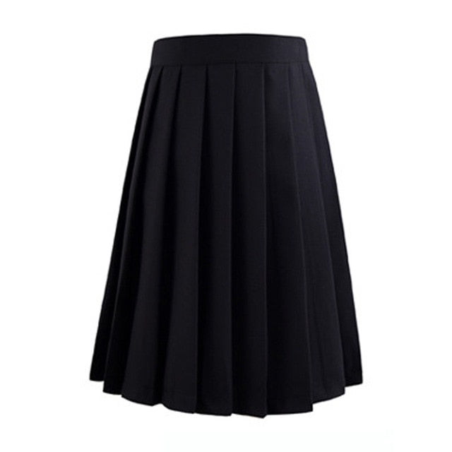 Women Summer high waist pleated plaid skirt