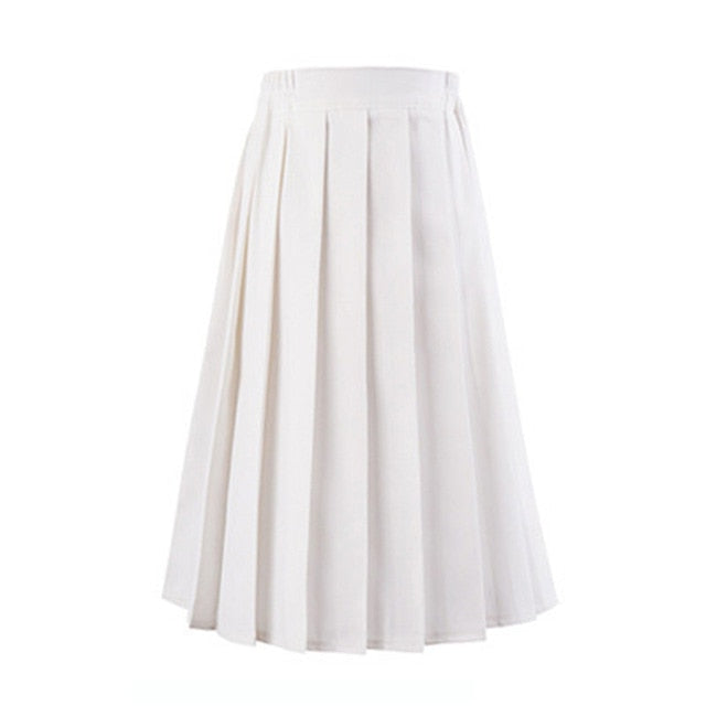 Women Summer high waist pleated plaid skirt
