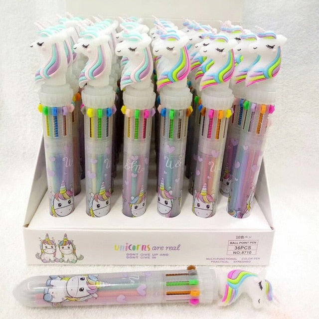 Cute Unicorn Power 10 Colors Chunky Ballpoint Pen