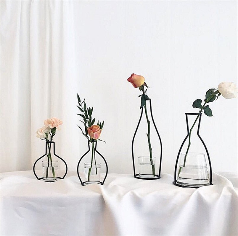 Retro Iron Line Table Flowers Vases Nordic Decoration