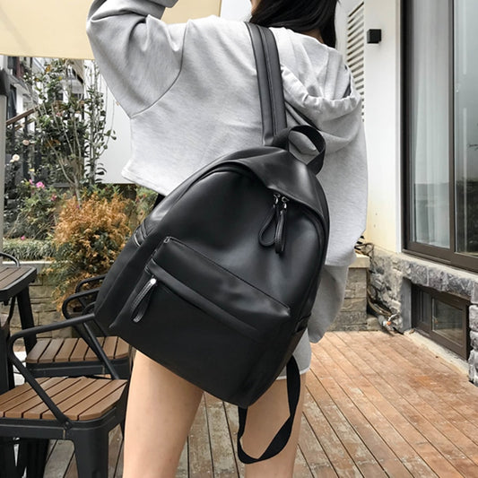 Female Soft PU Leather School Bag For Teenager Girls Travel Shoulder Bags