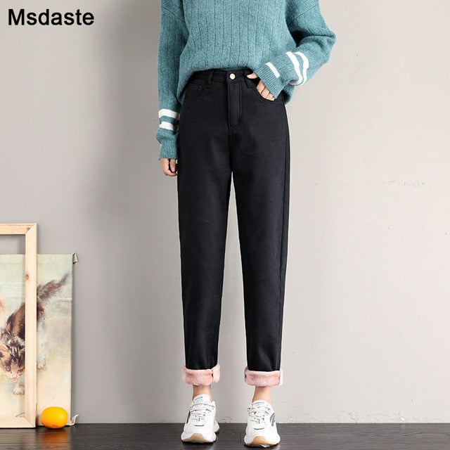 Winter Jeans for Women Velvet Thick Warm Denim Pants