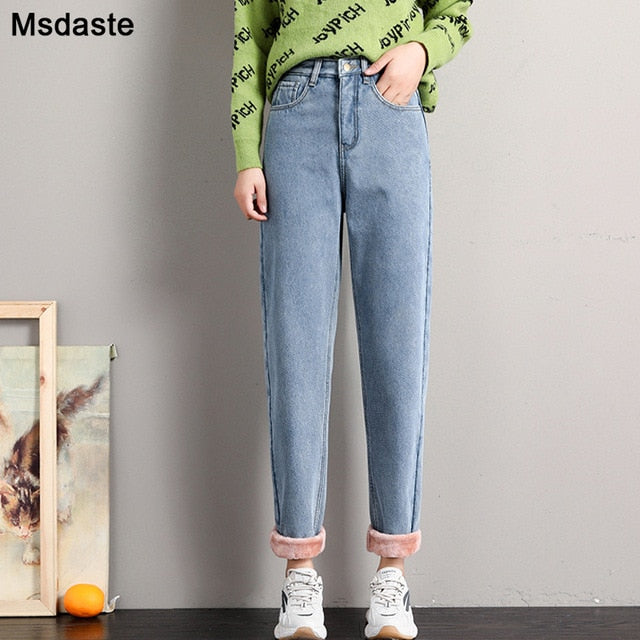 Winter Jeans for Women Velvet Thick Warm Denim Pants