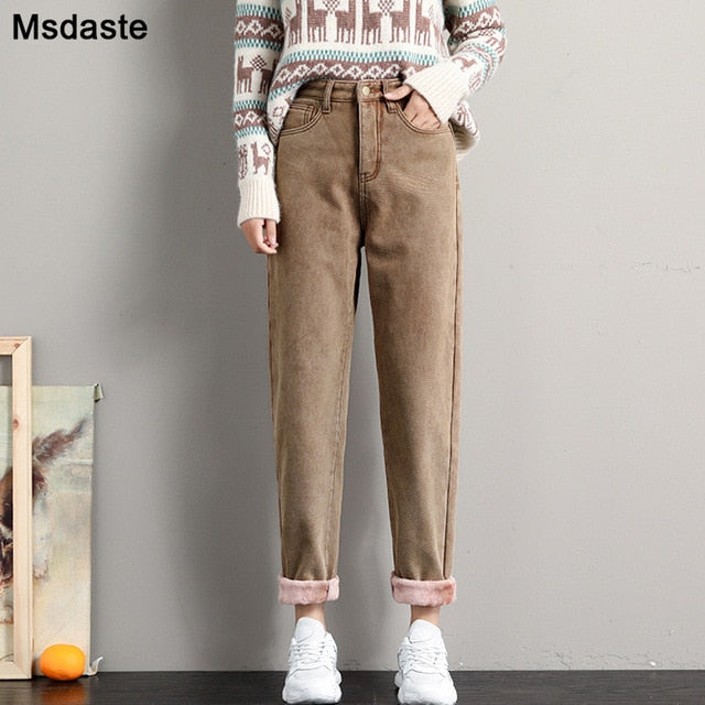 Winter Jeans for Women Velvet Thick Warm Denim Pants