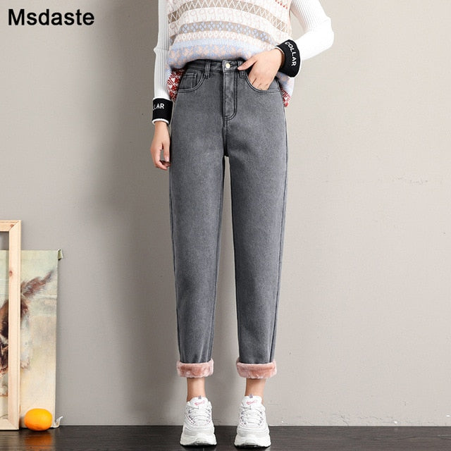 Winter Jeans for Women Velvet Thick Warm Denim Pants