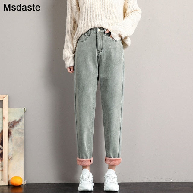 Winter Jeans for Women Velvet Thick Warm Denim Pants