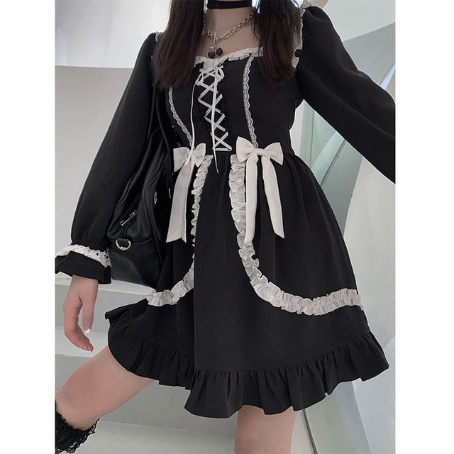 Japanese Lolita Gothic Dress Girl Patchwork