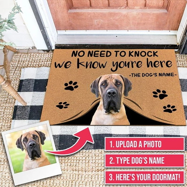 Custom Doormat Personalized giftsText Name Pet Dog Cat Photo