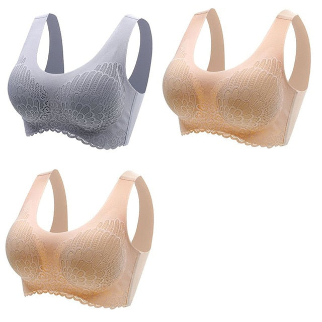 3pcs Latex Bra Seamless Bras Push Up Bralette