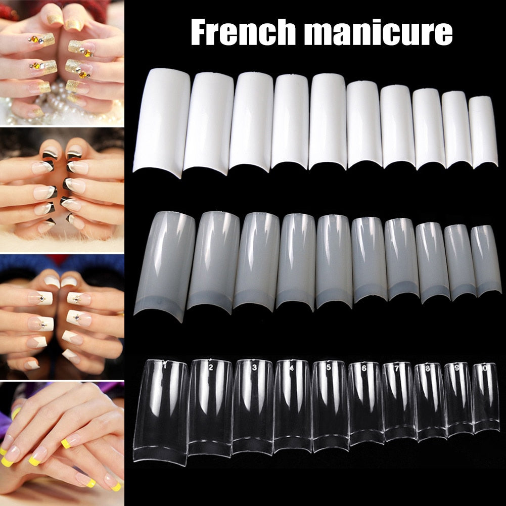 100/500pcs Nails Half French False Nail Art