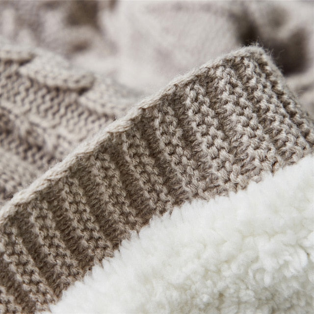 Winter Stripe Fleece Soft Warm Sherpa Nordic Style Throw Blankets