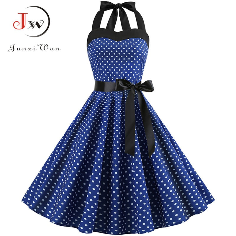 Sexy Halter Party Dress Retro Polka Dot