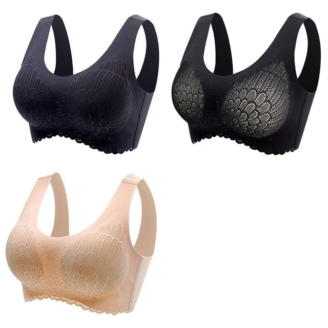 3pcs Latex Bra Seamless Bras Push Up Bralette