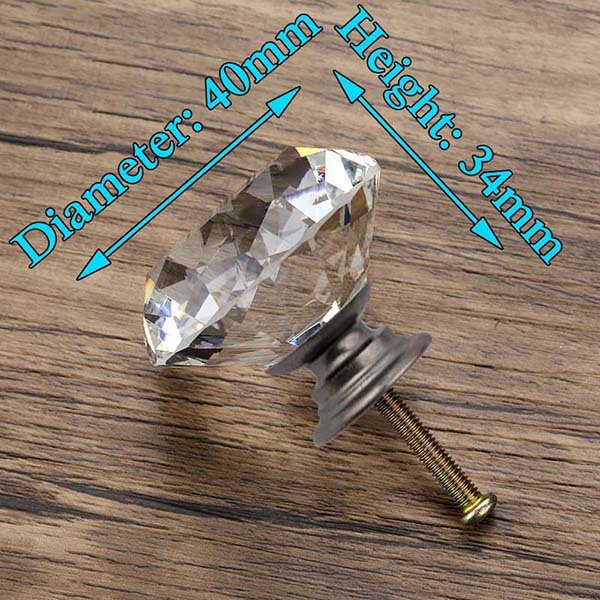 Diamond Shape Design Crystal Glass Knobs