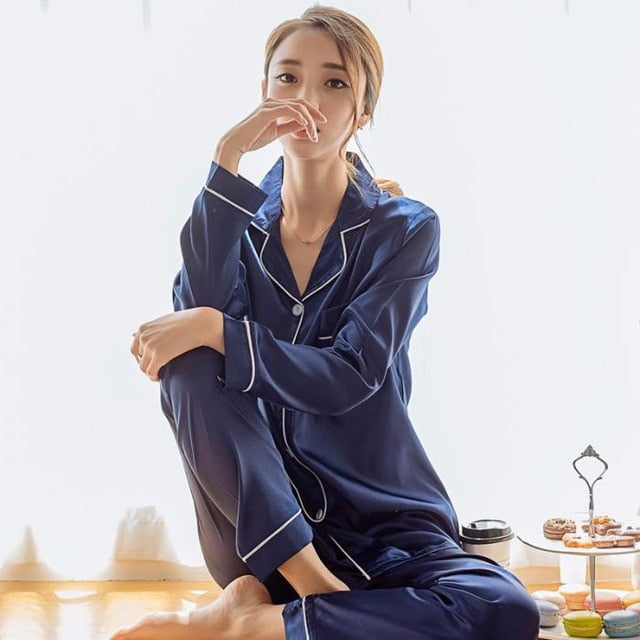 Women Pajamas Set Sleepwear  Nuisette Sexy Lingerie Nightwear Silk Satin