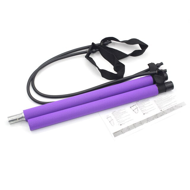 Pilates Stick Yoga Bar with Resistance Tube