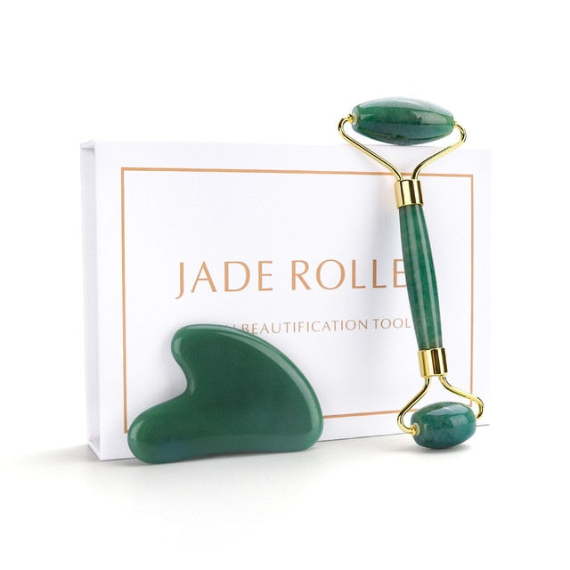 Quartz Jade Roller Heart Guasha Scraping Board Slimming Face Lift Massage