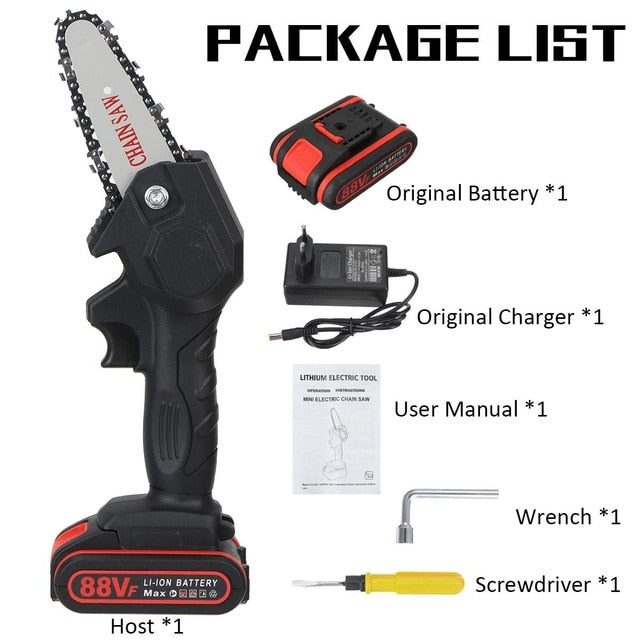 Mini Electric Chain Saw With 2PC Battery Woodworking