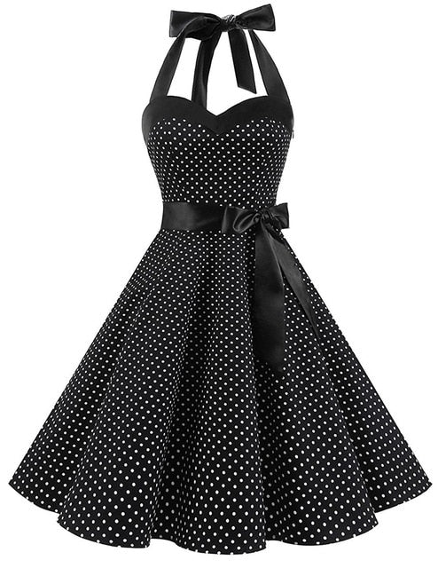 Sexy Halter Party Dress Retro Polka Dot