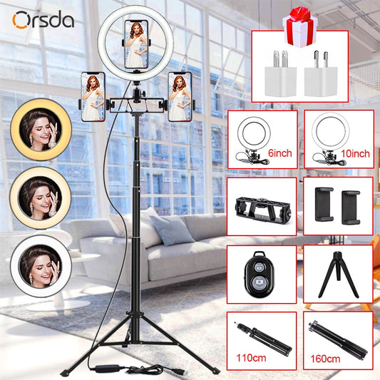 Led Ring Light with Tripods Stand Photography Dimming Video Live
