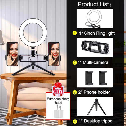 Led Ring Light with Tripods Stand Photography Dimming Video Live