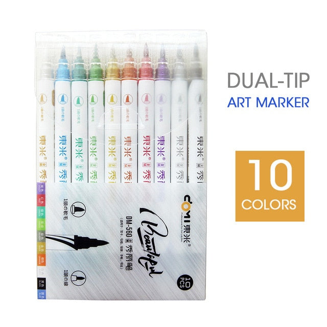 Andstal 10 Colors Dual Tips Metallic Marker Pearl Color Art Markers