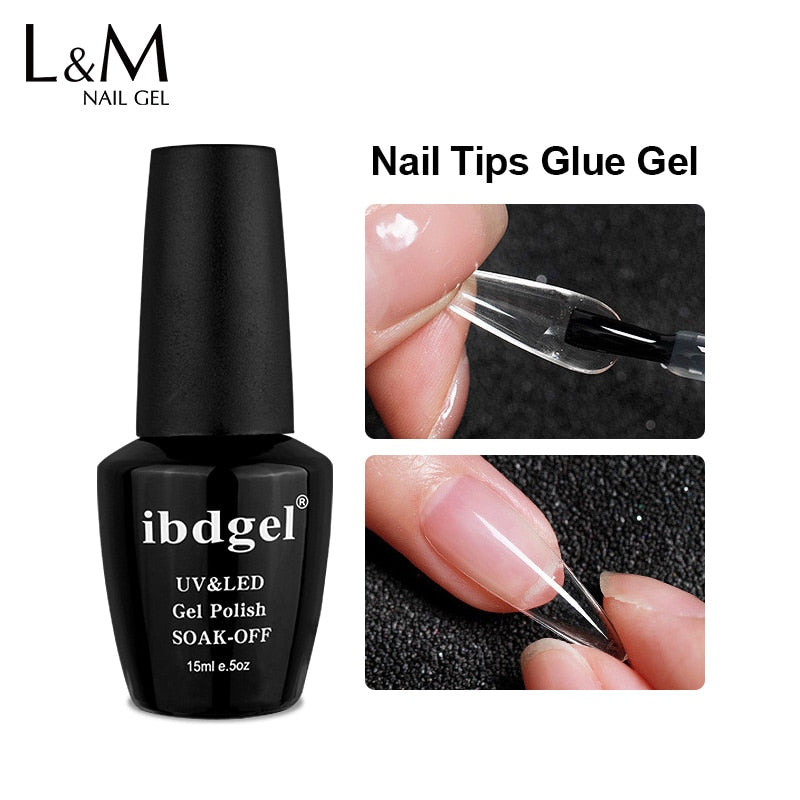 Nail Gel Glue for Tips ibdgel Rhinestones False Nail Art Tips Clear Nail Gel