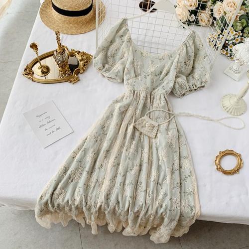 Summer Fairy Dress Women French Style Vintage