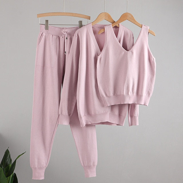 3 Pcs  Knitted Tracksuits