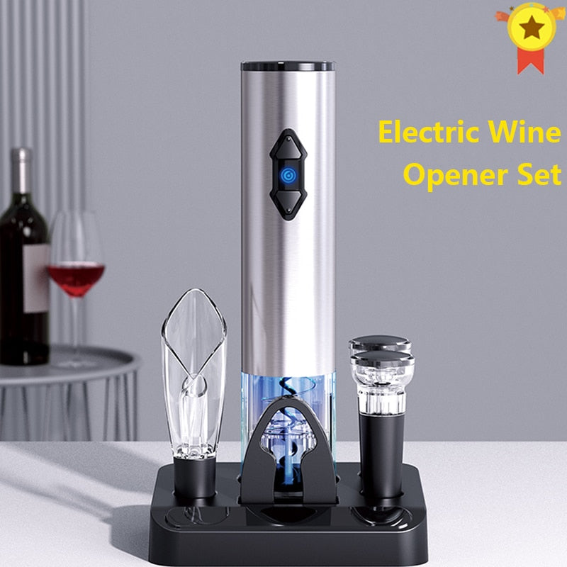 Electric Wine Bottle Opener Corkscrew Foil Cutter Set