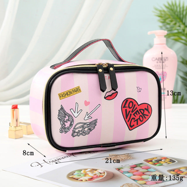 Leather Portable Women Cosmetic Bag